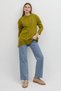 Olive Green Crew Neck Women's Sweater with Front Stitch Detail 2345 - 3
