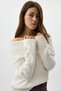Ecru Corded Fabric Boat Neck Women's Sweater 2324 - 4