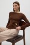 8221A Waist Buckle Detail Blouse Brown
