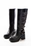 Zri̇n-3015 premium black heeled zippered buckle accessory women's boots
