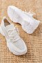 Zri̇n-3002 Premium White Lace-Up Mesh Casual Sneaker with Stone Accessories - 5