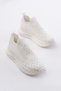 Zri̇n-707 White Knitwear Faillant Sole Slip-On Women's Sneakers with Stones
