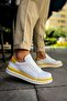Santoni Quality Stylish Men's Sneakers White-Yellow