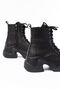 Fz-2550 Black High-Sole Lace-Up Zippered Daily Women's Boots