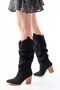 Zri̇n-1884 Premium Black Suede Daily Women's Boots - 2