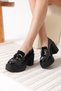 Felice Premium Black Patent Leather Silver Buckle Women's Heeled Loafer - 5