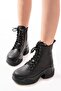 Fz-2550 Black High-Sole Lace-Up Zippered Daily Women's Boots - 5