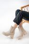 Zri̇n-3056 Premium Beige Elastic Thick Heeled Daily Women's Boots