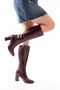 Zri̇n-44222 Premium Pointed Toe Burgundy Crocodile Heeled Zippered Boots - 4