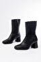 Zri̇n-032 Premium Black Heeled Zippered Women's Boots - 3