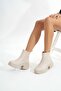 Zri̇n-2400 Premium Beige High-Sole Elastic Daily Women's Boots - 2