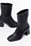 Zri̇n-032 Premium Black Heeled Zippered Women's Boots - 4