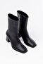 Zri̇n-032 Premium Black Heeled Zippered Women's Boots - 5