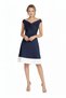 Women's Boat Neck Navy Blue Flounce Bell Cut Stylish Curve Evening Dress/Graduation Dress - 2