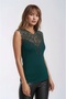 Women's Lace Brode Laced V-Neck Sleeveless Stylish Viscose Flexible Summer Curve Plus Size Blouse - 2