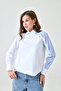 Women's Special Design Collar Cuffed Striped Paneled Modest Blouse Shirt - 7