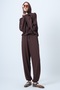 Brown Hooded V-Neck Oversize Modal Sweatshirt and Pants Set Alc-X14646 - 4