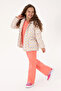Girl's Cream Floral Patterned Fleece Inside Hooded Coat 50313063-Vr256 - 2