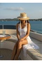 Loca Straw Hat - Women's Straw Boater Hat – White Ribbon Detail - 4