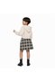 Girl's Hooded Sweat Shirt Beige Dress with Plaid Skirt - 8