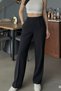 Women's Black High Waist Stretch Fabric Palazzo Pants Original Cut - 3