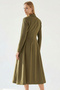 Double-Breasted Woven Midi Blazer Dress with Gold Button Detail - 3