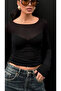 Transparent Cashmere Textured Blouse Black - 5