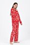 Women's Red Deer Pattern Super Soft Winter Christmas Pajamas Set New Year Christmas