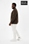 Men's Plus Size Crew Neck Sleeves and Hem Ribbed Slim Sweatshirt Spr26Bsw956 - 2