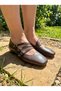 Genuine Leather Women's Brown Mary Jane Ballet Flats - Handmade Comfortable Casual Shoes - 2