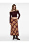 Omzu Open Shoulder Crop Lace Burgundy Women Long Sleeve T-Shirt 6Wal10621Ik