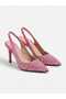 Fuchsia Color Stone Print Thin Heel Shoes - 4