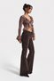 Women's Dark Brown 26w5-136 Low Waist Flare Fit Fine Corded Fabric Velvet Fabric Trousers - 3