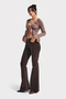 Women's Dark Brown 26w5-136 Low Waist Flare Fit Fine Corded Fabric Velvet Fabric Trousers - 2