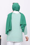 Green Collar Zippered Striped Two Thread Sweatshirt - 4