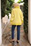 Oil Green Collar Zippered Striped Knitwear Sweater - 5
