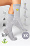 Women's Gray Socket Stitch-Free Smile Patterned Socks 3-Pack Non-Squeezing Socks / Does Not Leave Marks