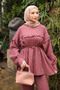 Dusty Rose Drawstring Waist Tunic Pants Modal Suit - 3