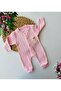 Baby Girl Knitted Jumpsuit 100% Cotton Bear Embroidered Snap Fastener Jumpsuit Without Booties - 2