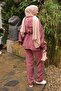 Dusty Rose Drawstring Waist Tunic Pants Modal Suit - 5
