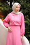 Pink Bow Front Crepe Blouse Skirt Suit - 3