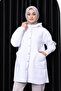 Ecru Hooded Boucle Coat