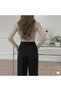 Women's Black High Waist Mold Palazzo Trousers - 3