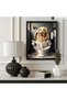 ALAYRA Poster Master Golden Retriever Sitting on Toilet Poster - Dog Reading a Newspaper Print - Dog Wall Art - Funny Bathroom Decor - Humorous Guest Bath Decoration - Restroom27.9X35.6 CM - 2
