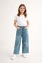 Adjustable Waistband Butterfly Embroidered Stone Decorated Girl's Belt Palazzo Pants - 4