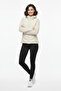 Women's Cream Hooded Pockets Comfortable Thermal Contrast Puffer Coat - 5