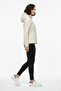 Women's Cream Hooded Pockets Comfortable Thermal Contrast Puffer Coat - 6