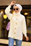 Oversize Women's Hijab Knitwear Cardigan Ecru