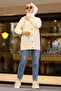 Oversize Women's Hijab Knitwear Cardigan Ecru - 8