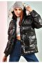 Women's Hooded Fur Puffer Leather Coat - 3